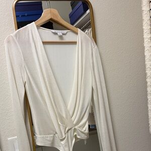 Diane Von Furstenberg Cream Wrap Blouse